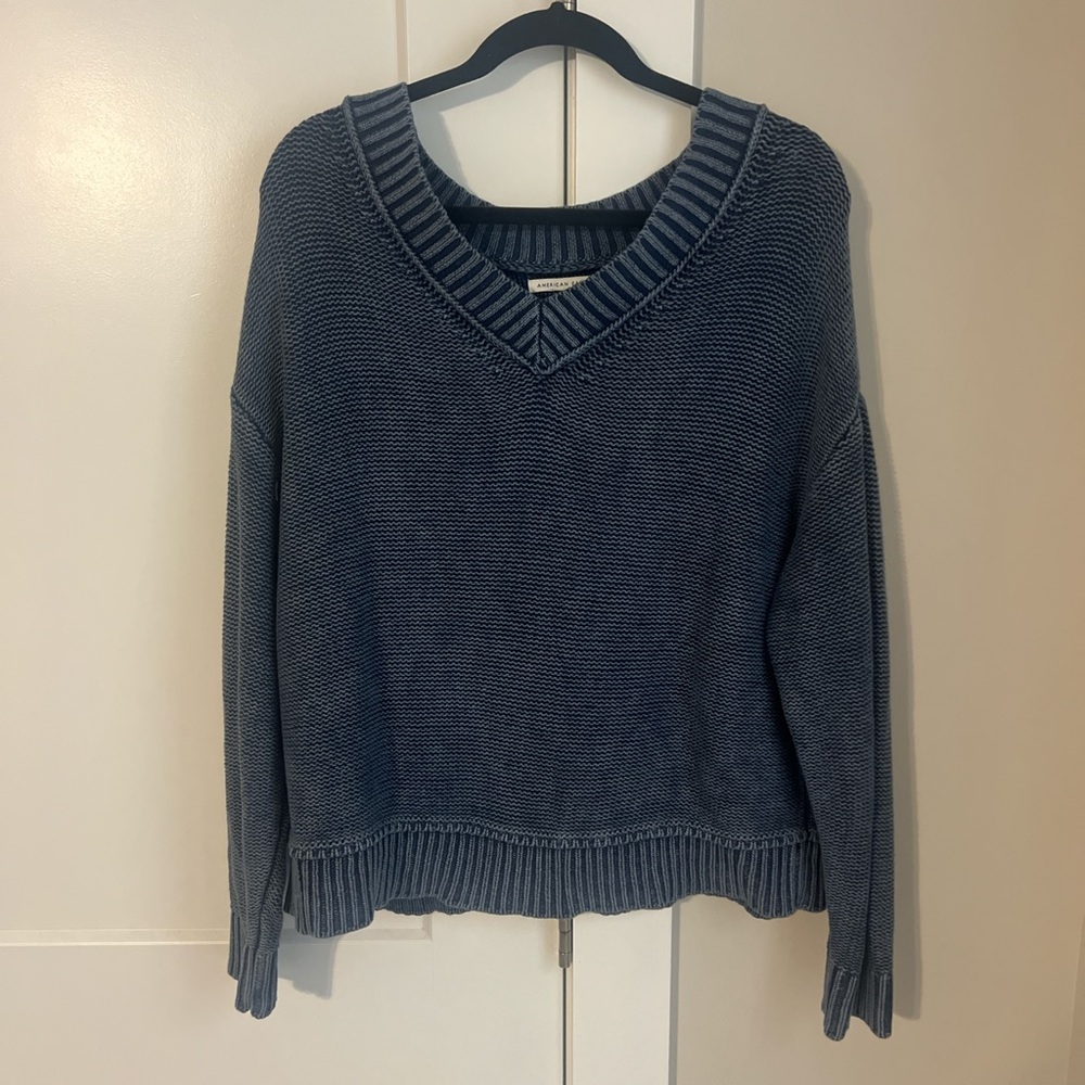 American Eagle Outfitters Navy V-Neck Sweater